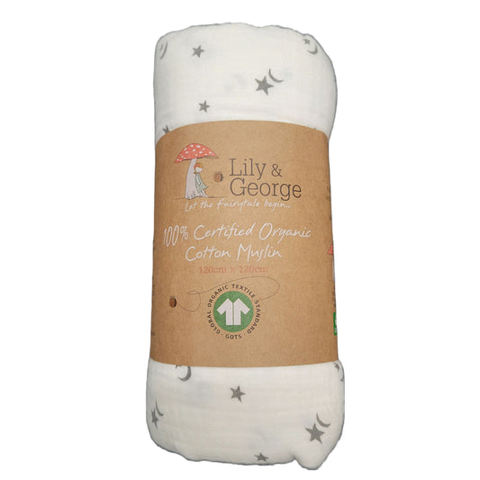 100% Organic Cotton Muslin Baby Blanket  - Celestial White